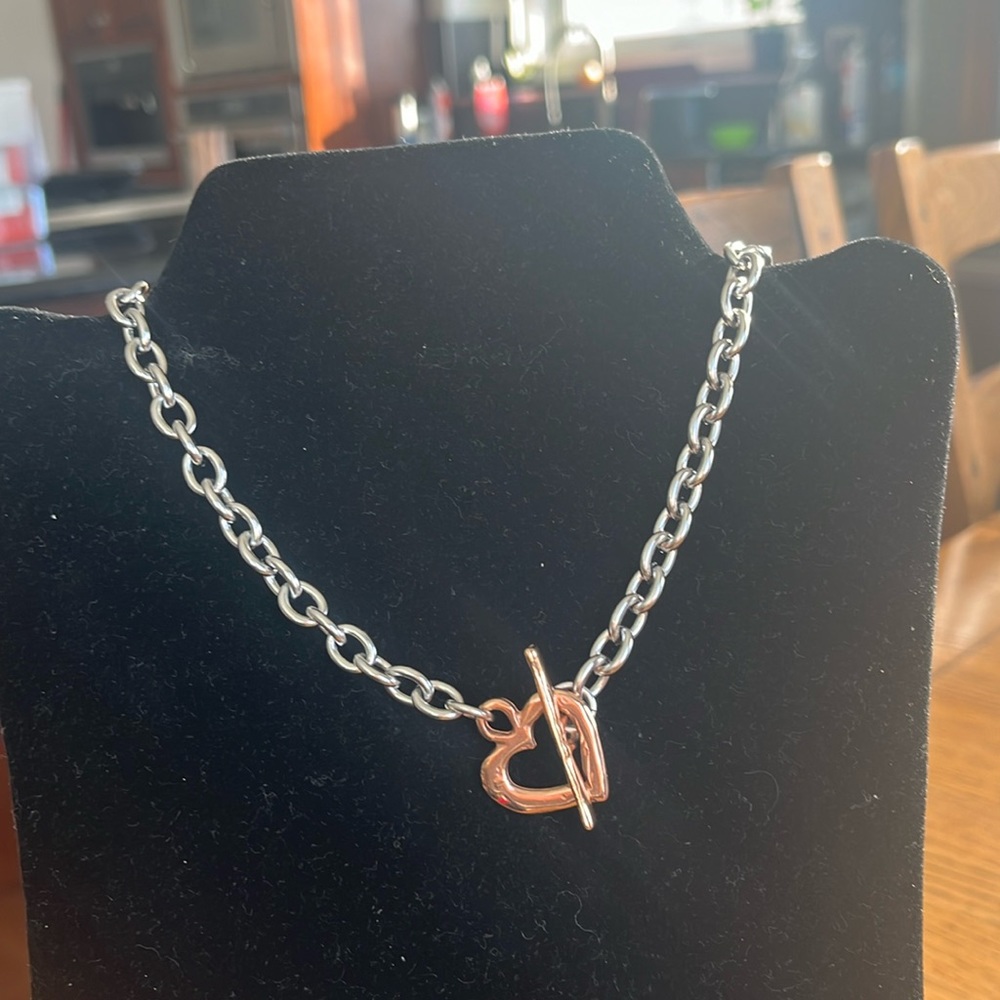 UK Brand Orli Brand necklace.  Silver and rose gold tones.